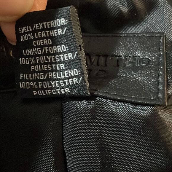 Jaclyn Smith Vintage Genuine Leather Quilted Jacket size S Collared Snap Front - Picture 10 of 11
